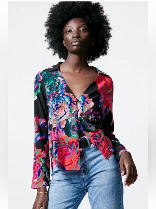Zara Tops - Zara Floral Blouse Size XL NWT Boho Colorful